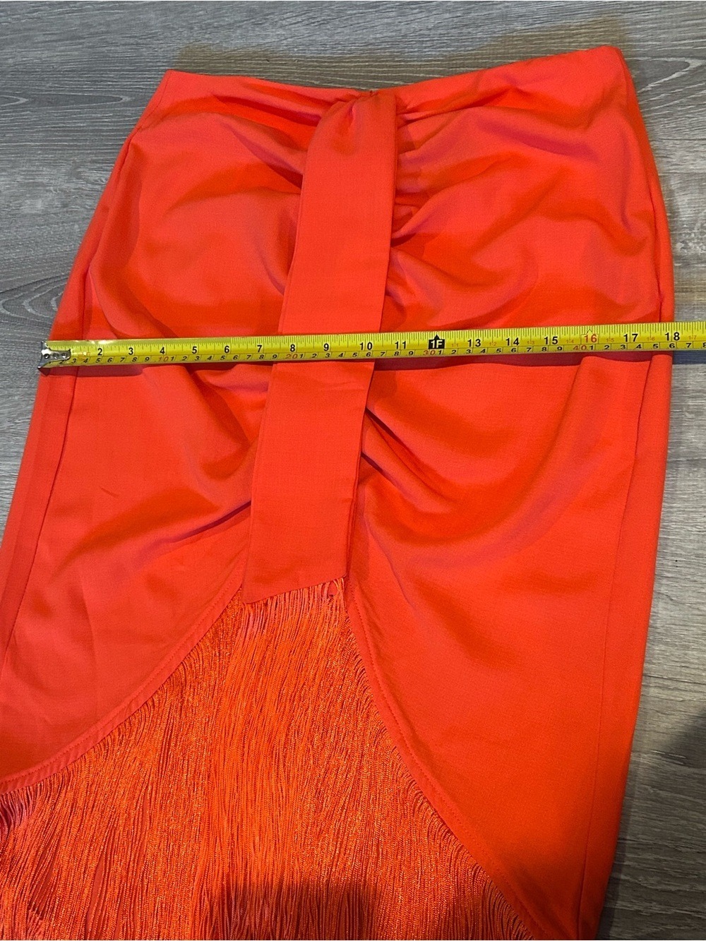 House of Harlow 1960 Orange Ruched Fringe Midi Skirt Sz S Boho Resort Statement - Picture 10 of 14